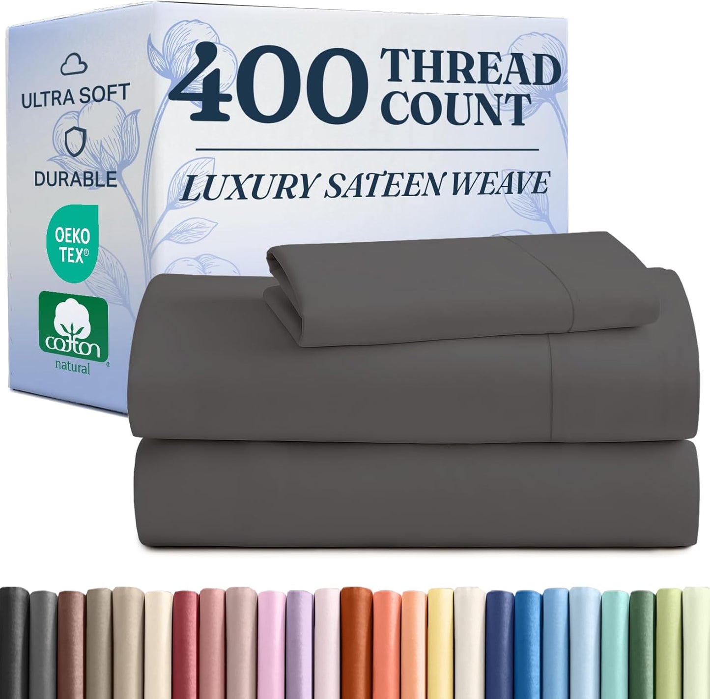 400 Thread Count Twin XL Cotton Sheet Set for Ultimate Comfort