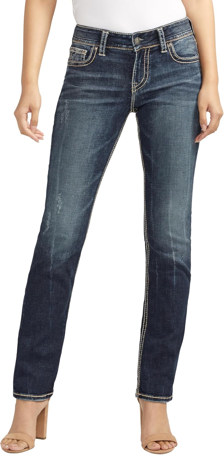 Suki Mid Rise Curvy Fit Straight Leg Jeans for Women
