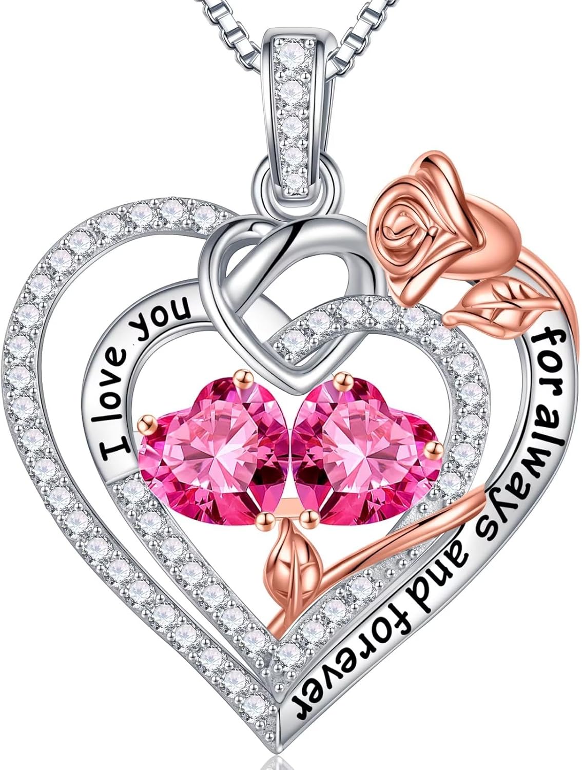 925 Sterling Silver Double Birthstone Necklace for Women Gifts