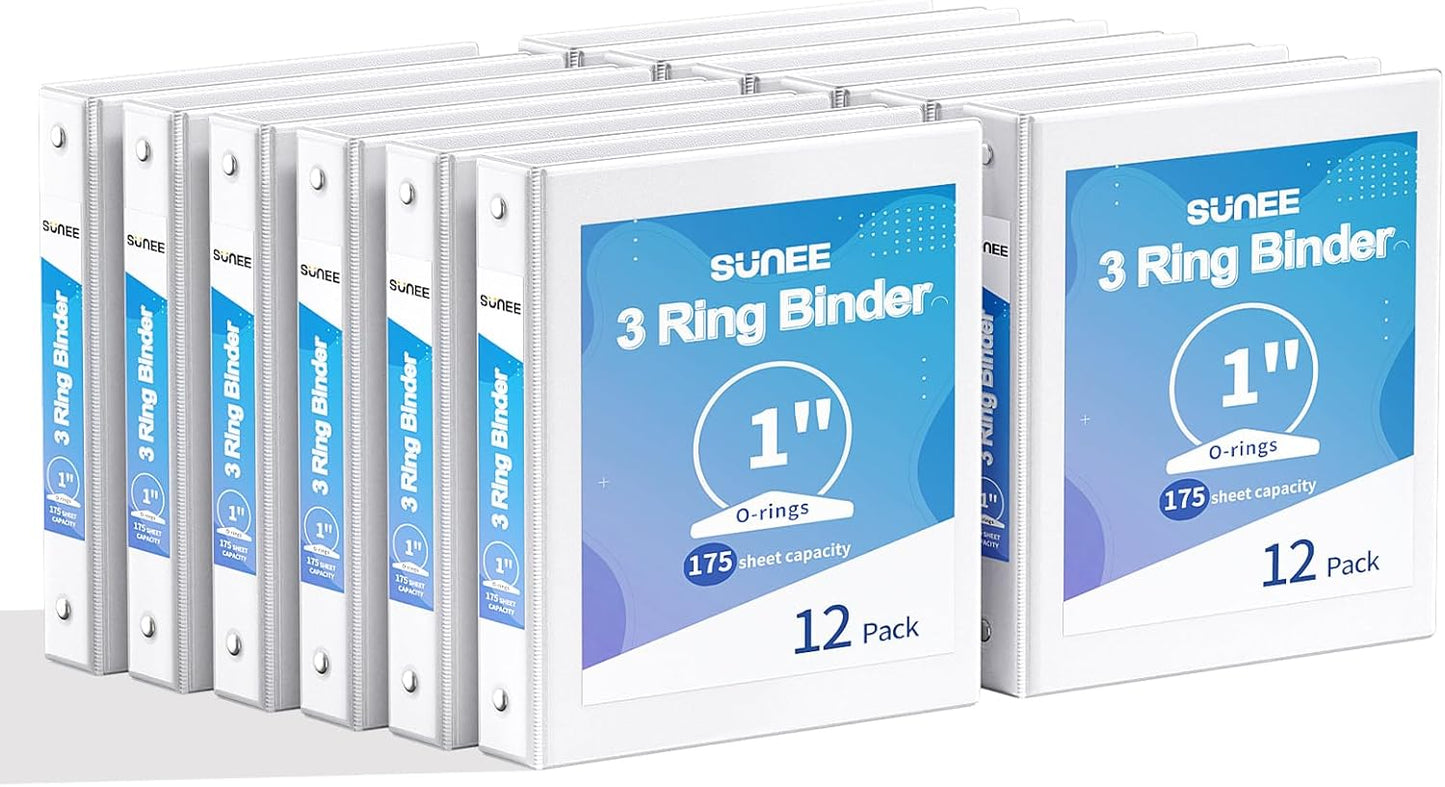 SUNEE 1 Inch Clear View Binder 12 Pack for School and Office