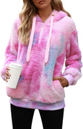 Womens Sherpa Pullover Fuzzy Hoodie Plaid Tie Dye - Warm Cozy Fit