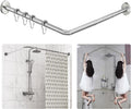 L Shaped Shower Curtain Rod Adjustable Corner Rod - Unsagging 304