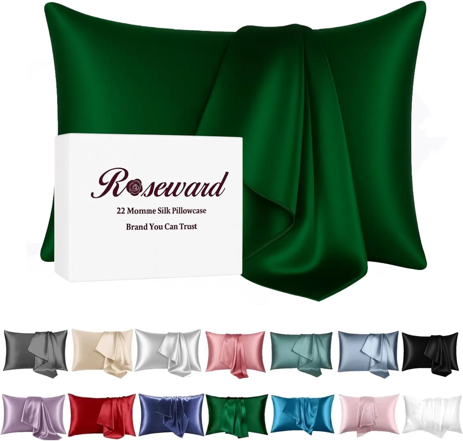 Green Silk Pillow Cases for Hair and Skin Care, 22 Momme