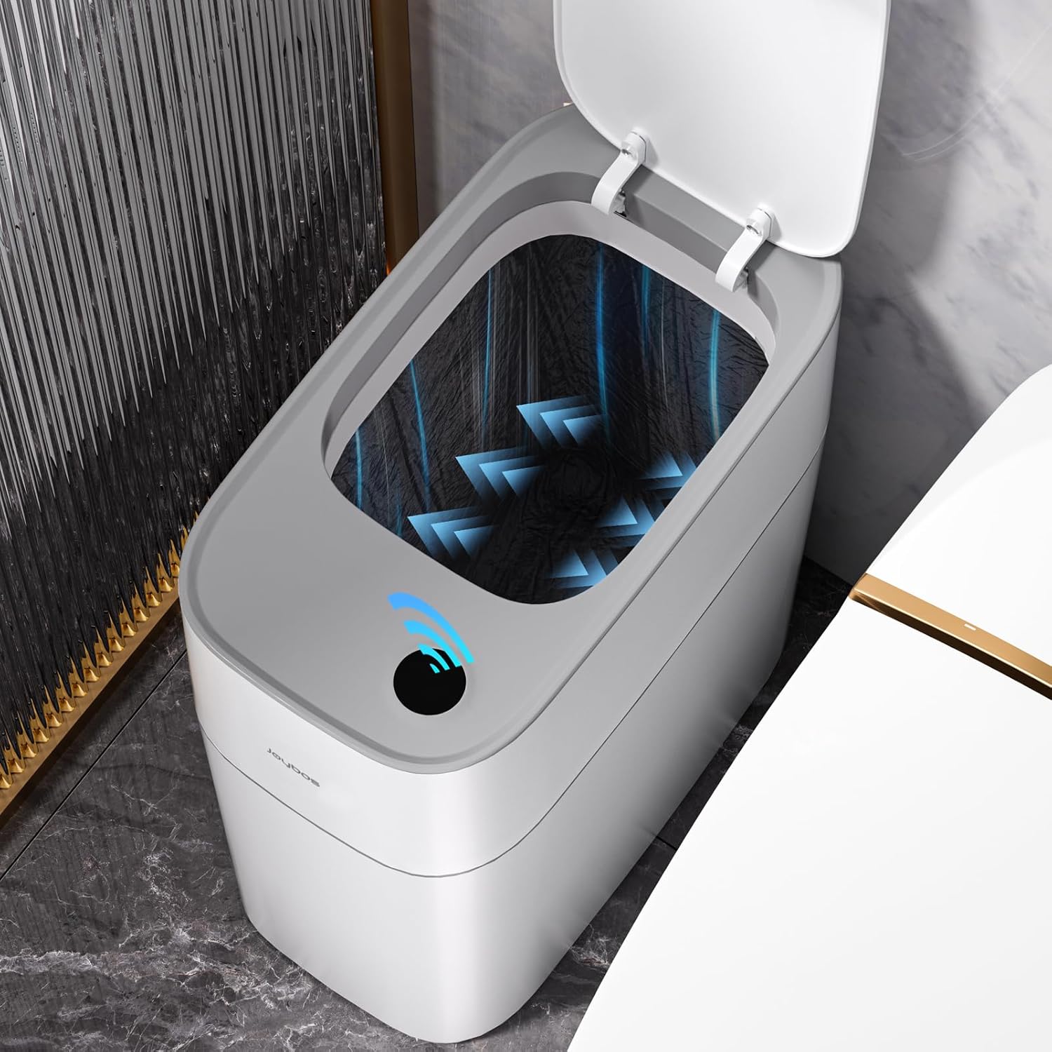 JOYBOS Slim Bathroom Trash Can with Lids and Motion Sensor