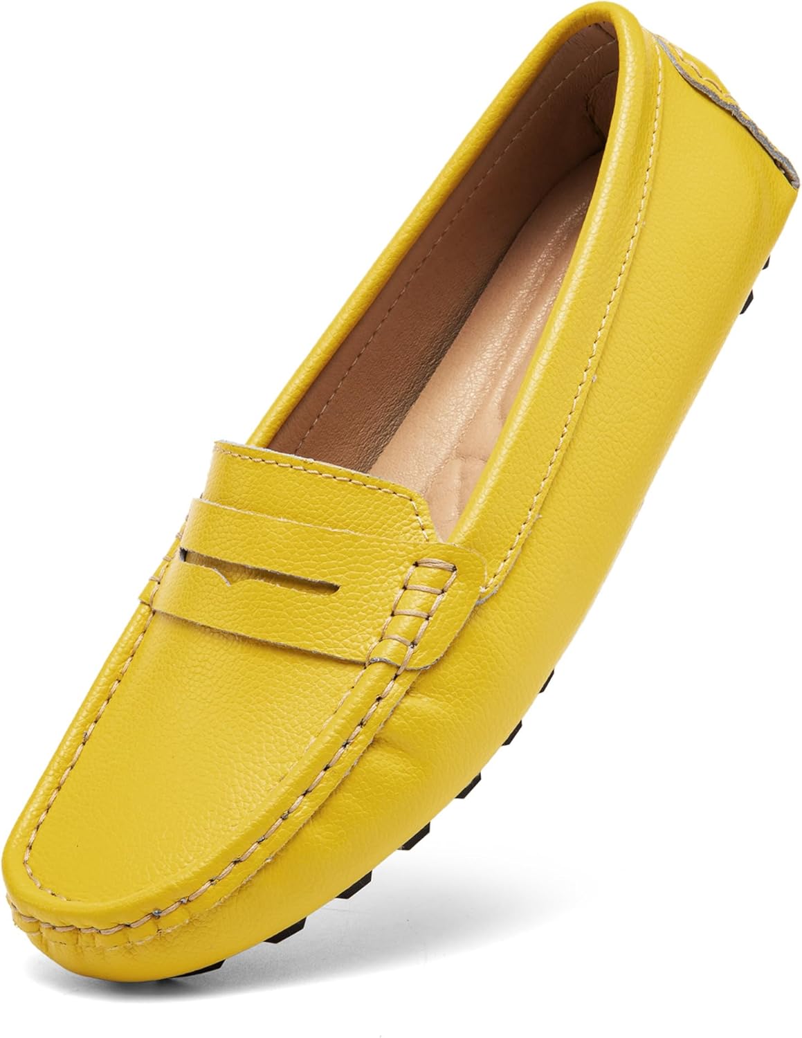 BEAUSEEN Women's Genuine Leather Penny Loafers for Comfort