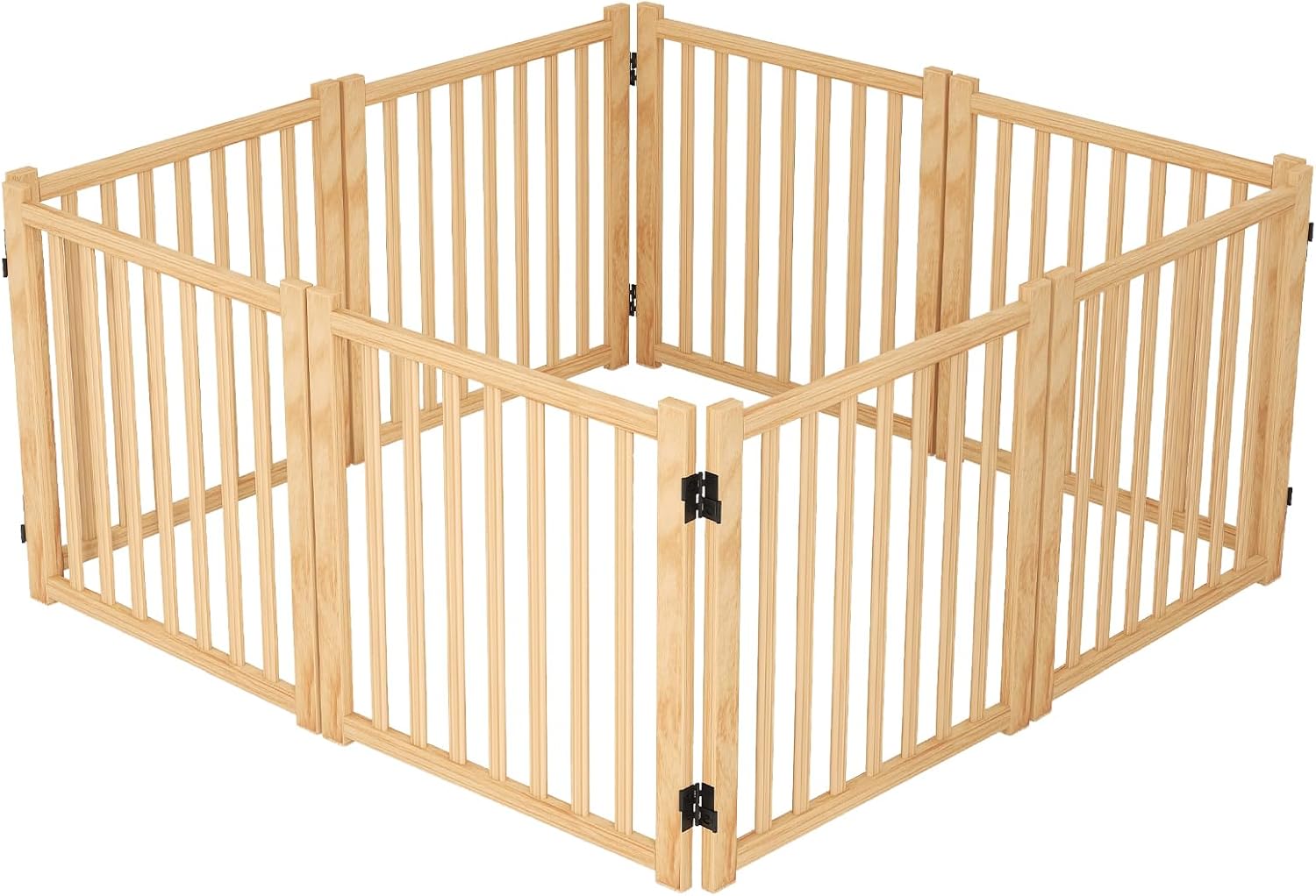 YOCAN Wooden Freestanding Dog Gate for Indoor Use and Safety