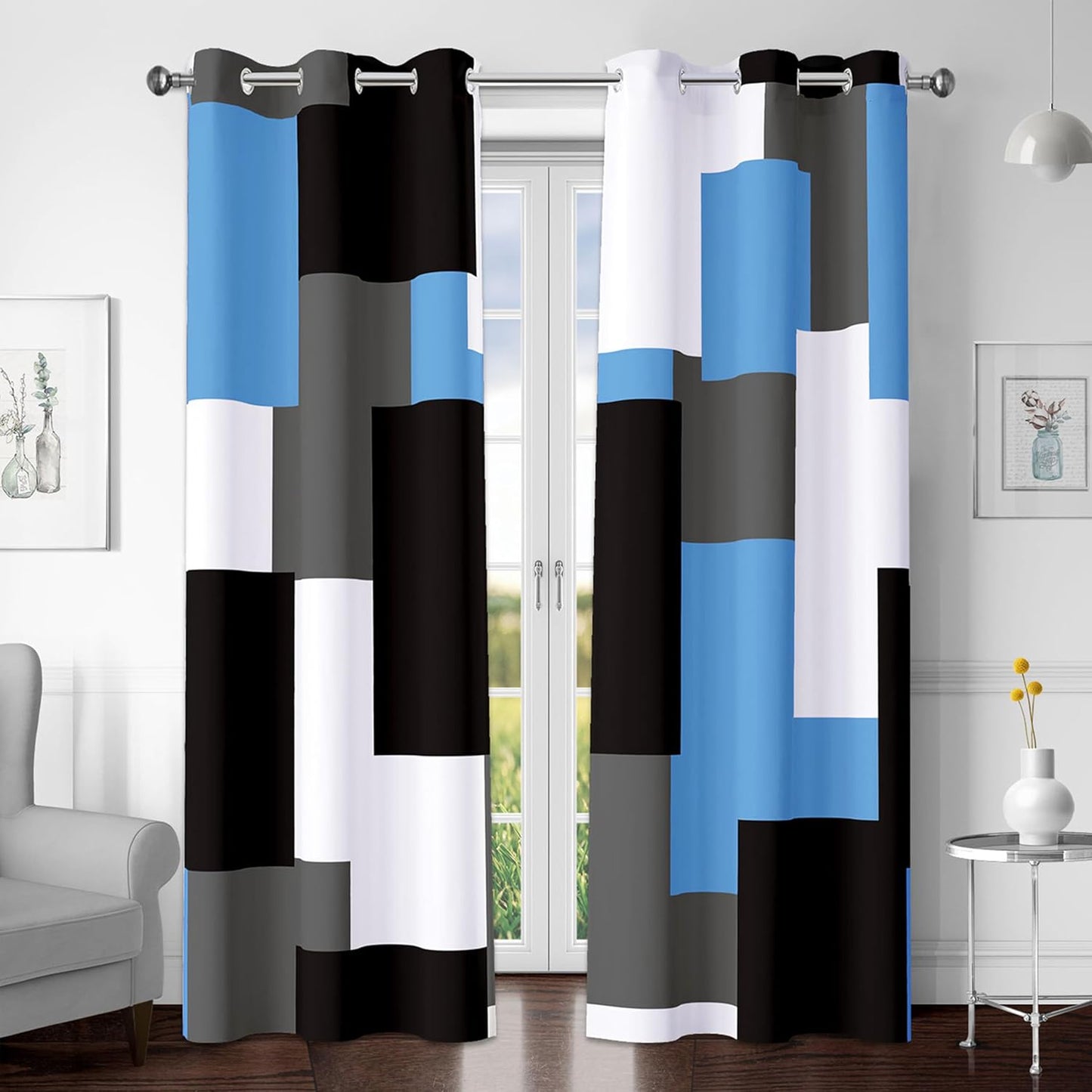 Light Blue 100% Blackout Curtains for Bedroom 72 inch Length