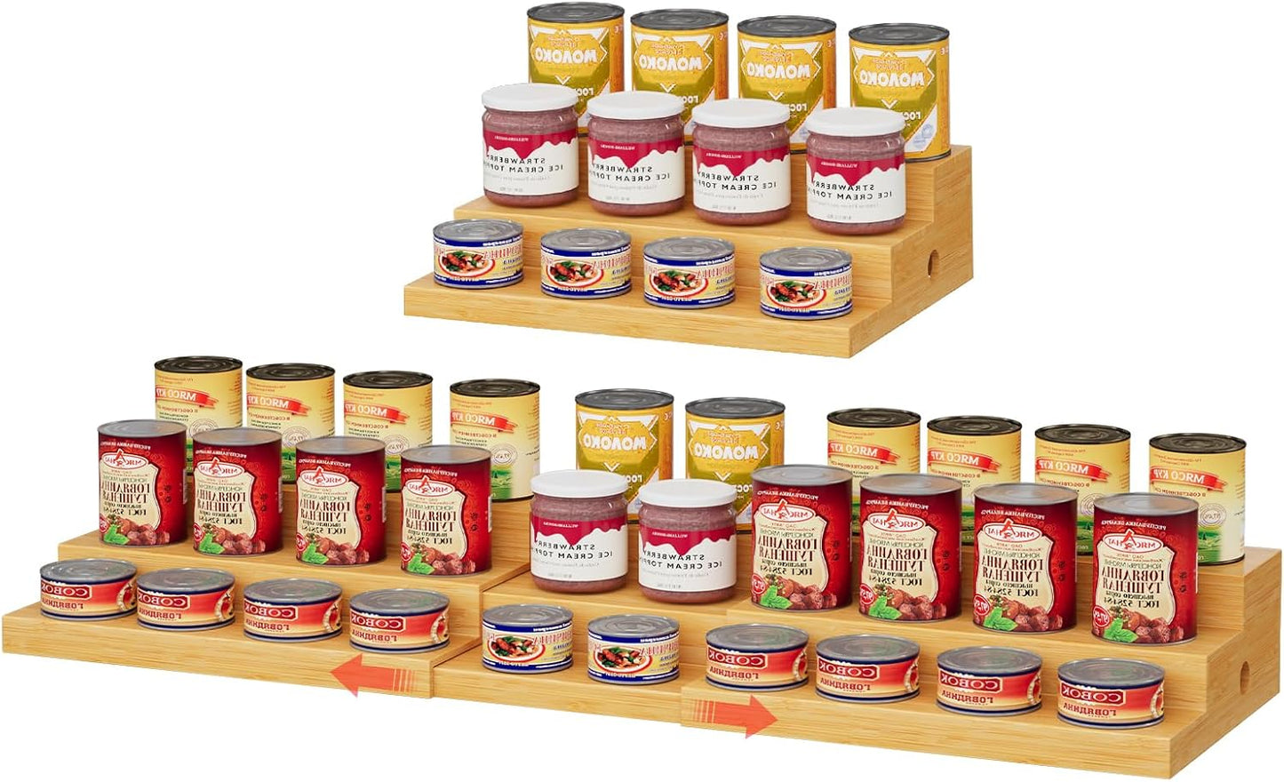 Extra-Long Expandable Bamboo Can Rack for Pantry Storage Needs