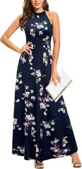 Summer 2025 Maxi Dress for Women - Floral Halter Neck Elegant