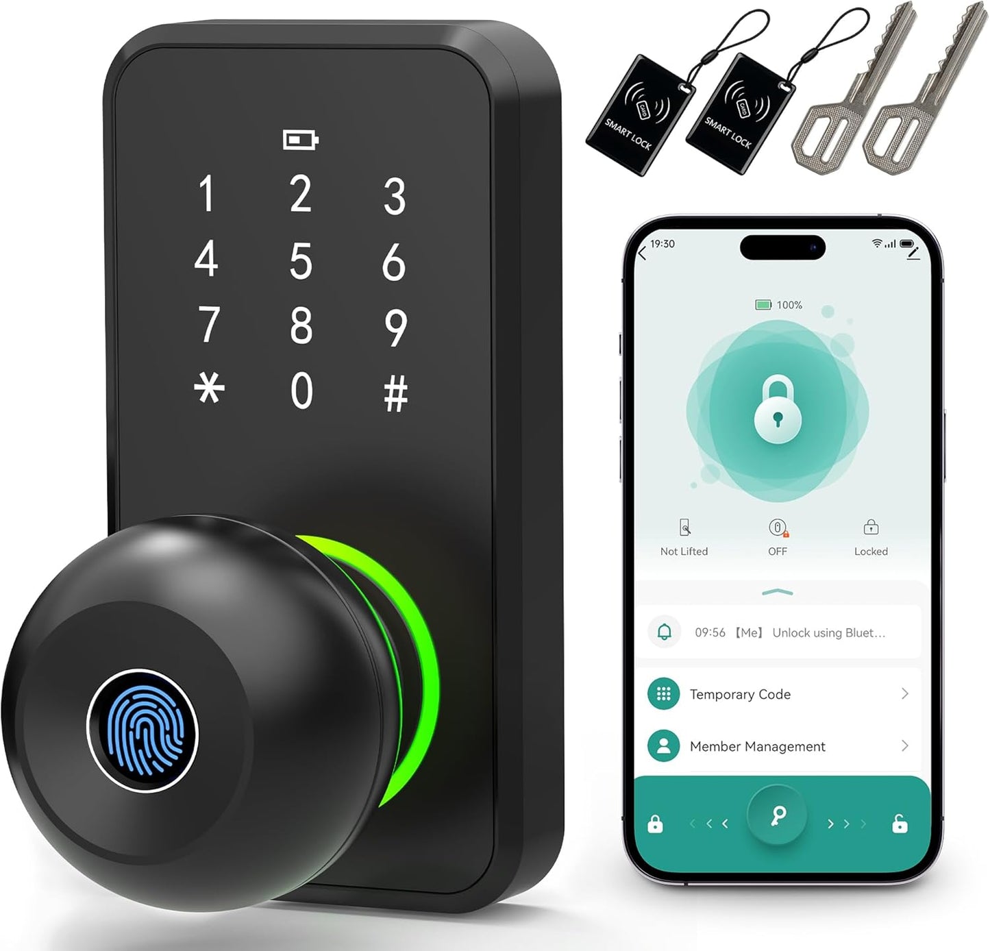 Smart Door Lock with Knob - Keyless Entry Fingerprint Lock