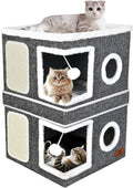 2-Story Cat House for Indoor Cats - Cozy Dual-Purpose Condo