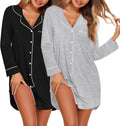 Ekouaer 2 Pack Nightgowns for Women - Comfortable Button-Down Sleep