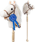 HollyHOME Stick Horse Plush 36 in - Real Neighing, Wheels, Ribbon
