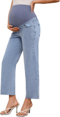 fitglam Women's Maternity Jeans Straight Leg Over Belly - Relaxed Fit