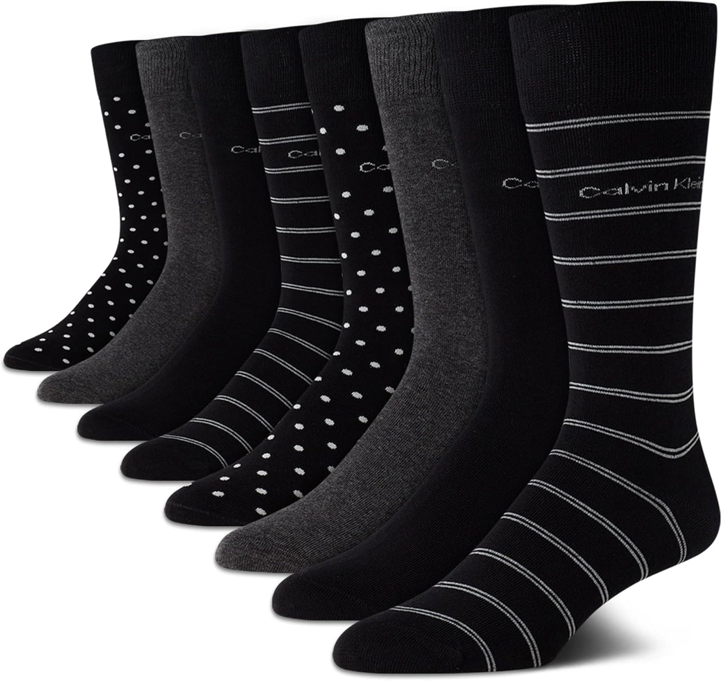 Calvin Klein Mens Dress Socks - 8 Pack Breathable Cotton Blend