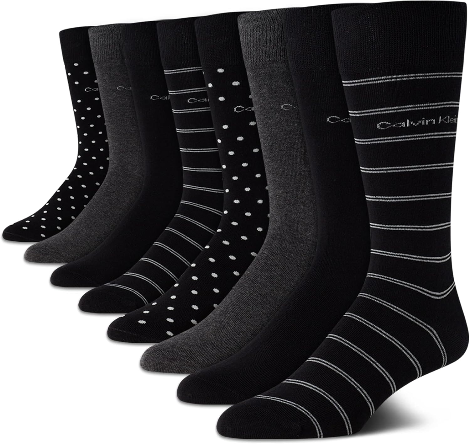 Calvin Klein Mens Dress Socks - 8 Pack Breathable Cotton Blend