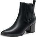 DREAM PAIRS Women's Ankle Boots Pointed Toe Chunky Heel - Slip-On