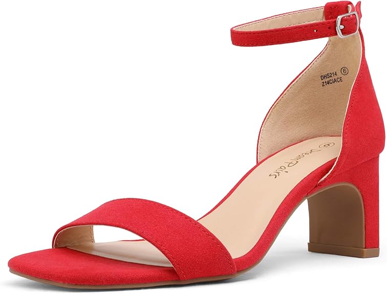 DREAM PAIRS Women's Square Toe Low Block Chunky Heels Shoes