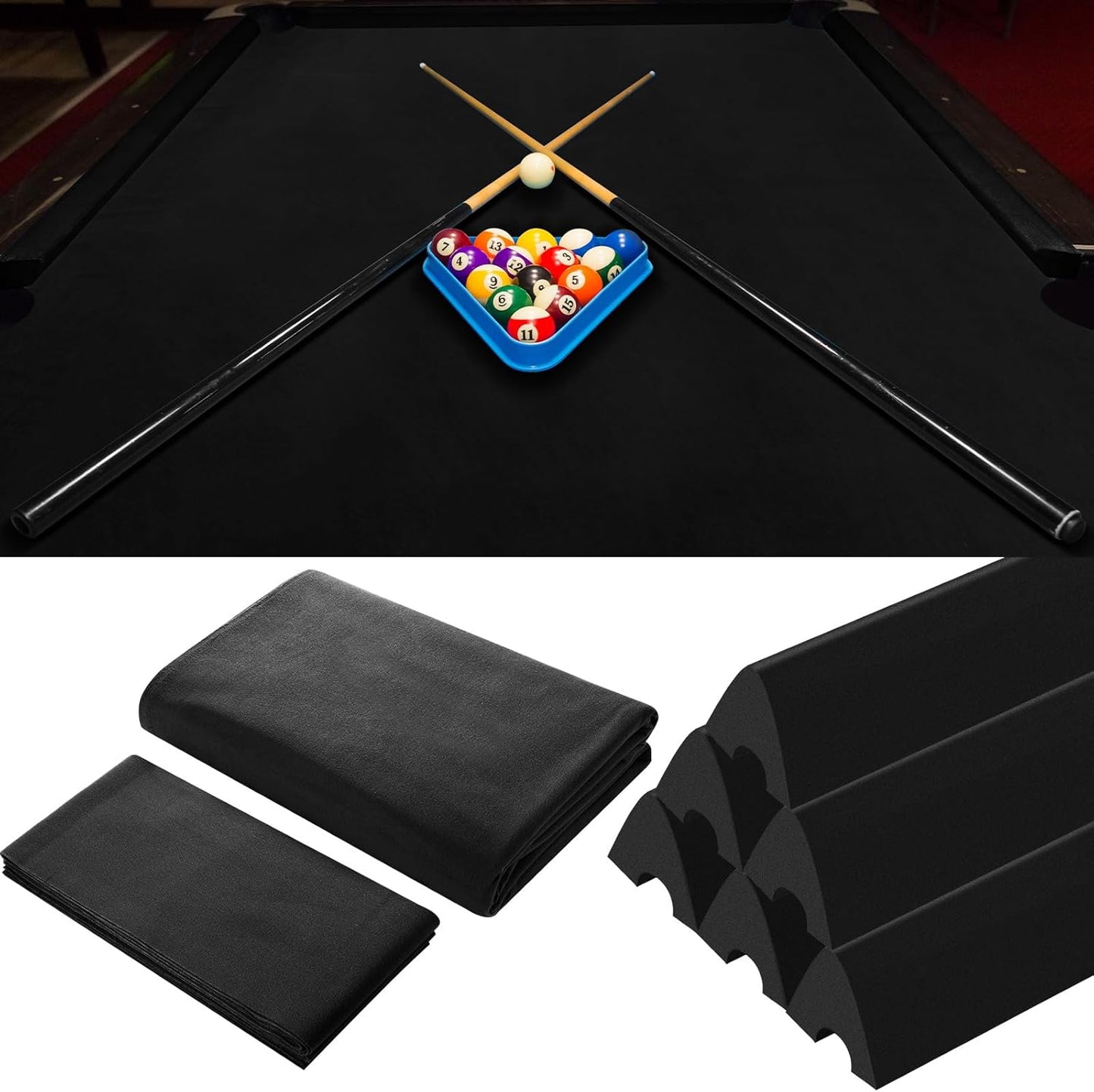 Mixweer Billiard Cloth for 8 ft Pool Table with Rubber Bumpers