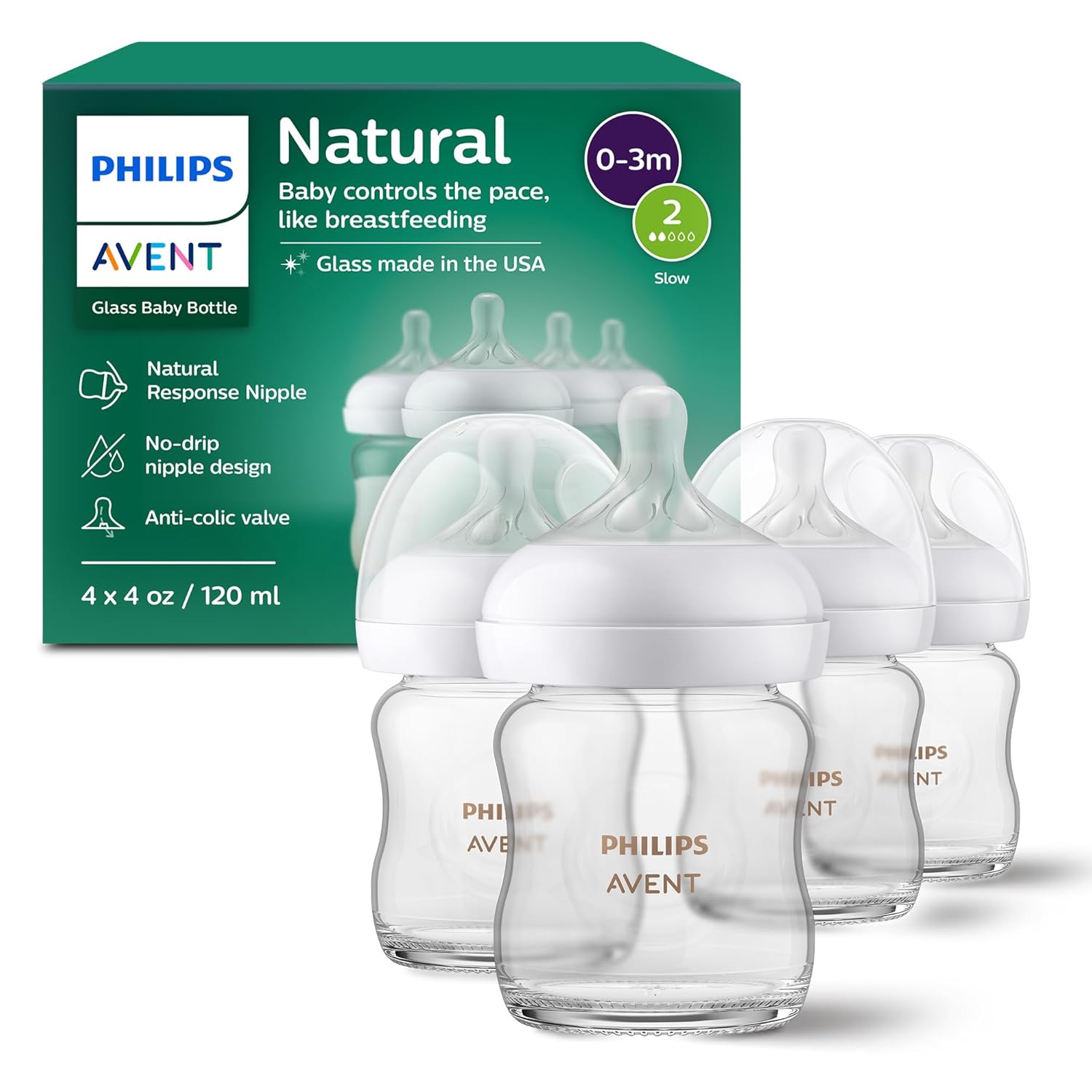 Philips Avent Natural Glass Baby Bottles for Comfortable Feeding