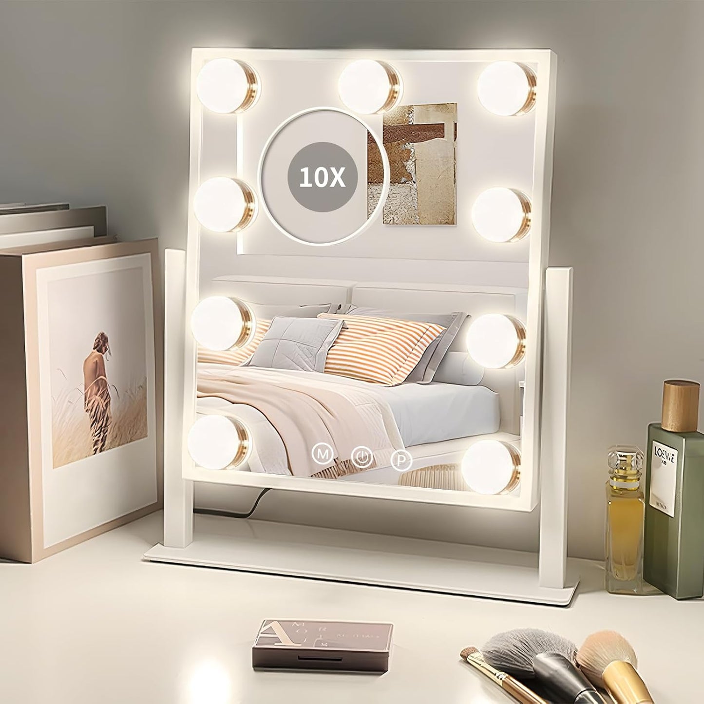 Lighted Vanity Mirror with 9 Bulbs and 3 Color Modes