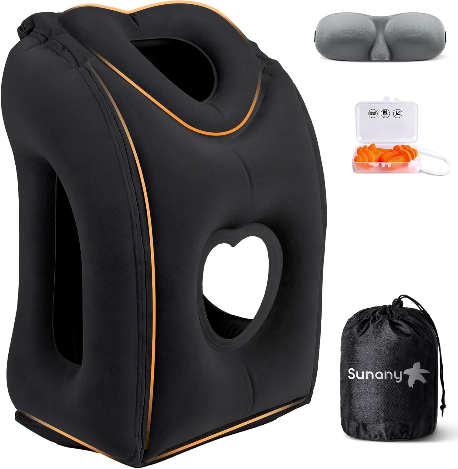 Sunany Travel Pillow for Long Flights with Eye Mask and Earplugs