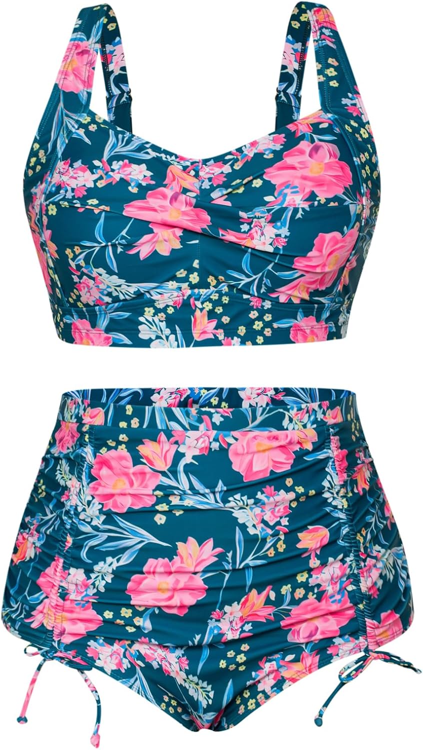 Hanna Nikole Plus Size Two Piece Swimsuit with Twist Front Design