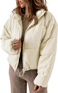 Womens Quilted Long Sleeve Puffer Jacket - Lightweight Warm Coat