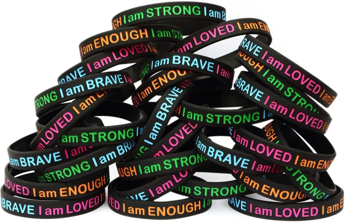 50 I Am Strong Brave Loved Enough Wristband - Silicone Bands