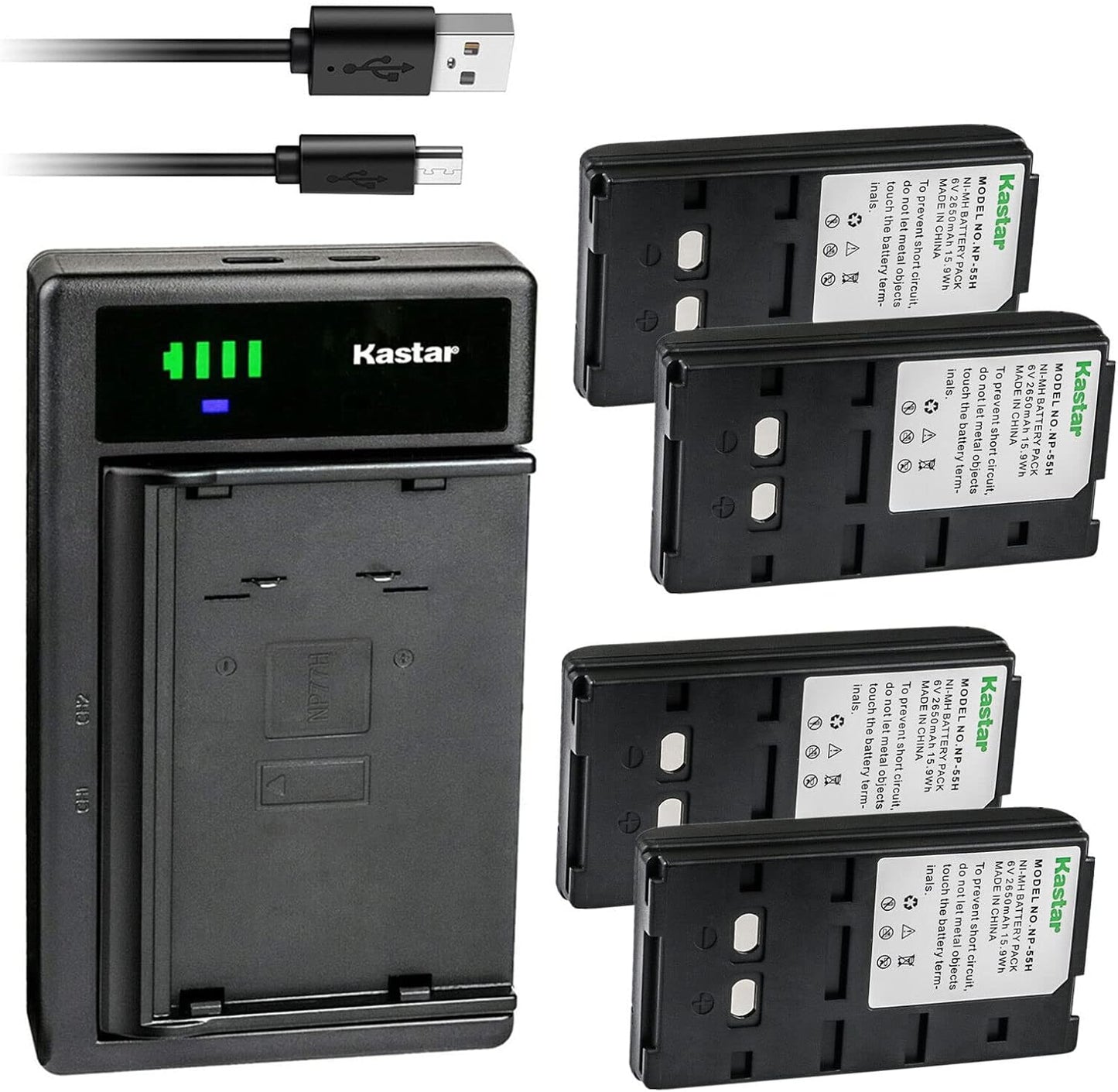 Kastar 4-Pack NP-55H Battery and LTD2 USB Charger for Sony