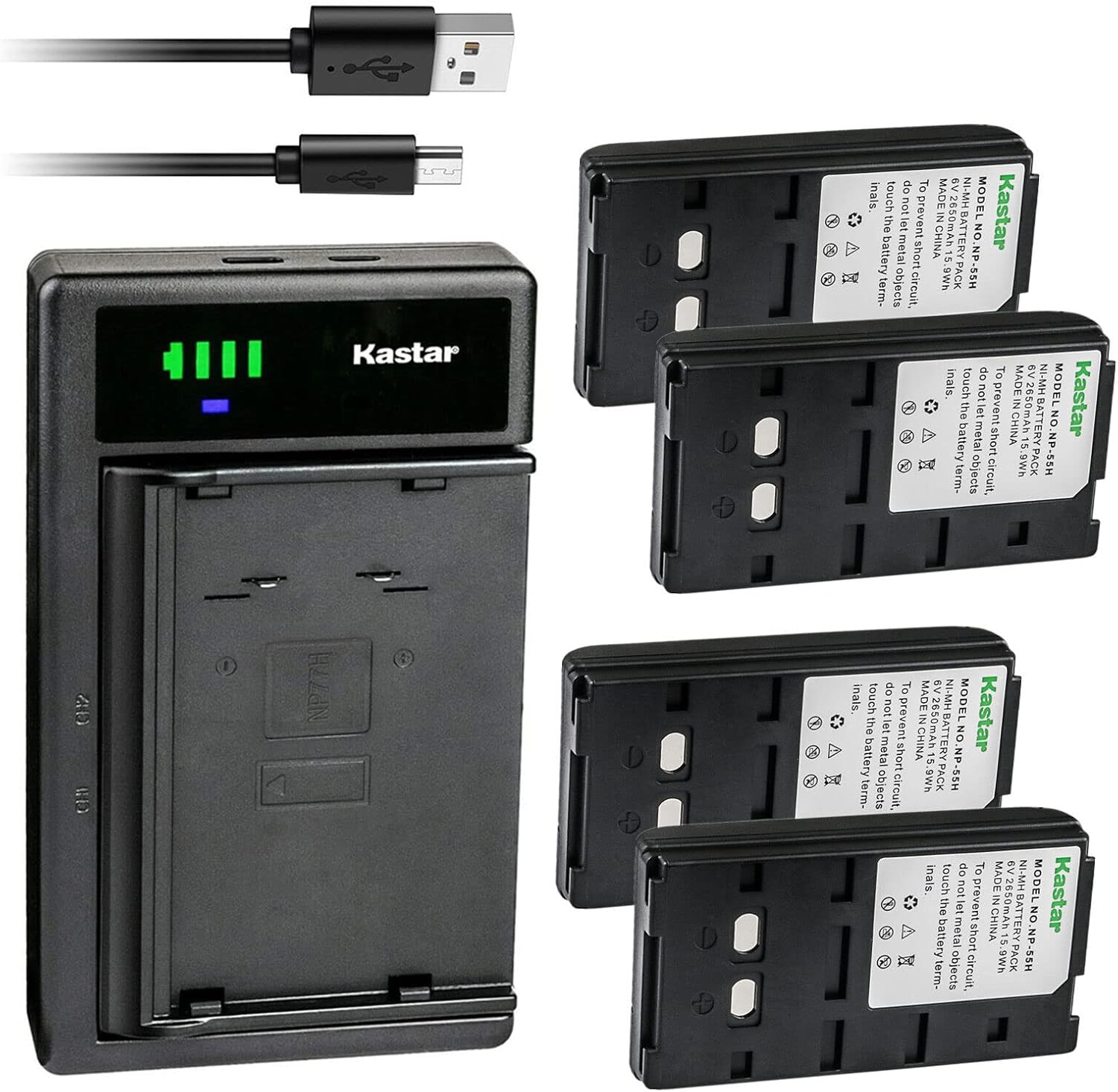 Kastar 4-Pack NP-55H Battery and LTD2 USB Charger for Sony