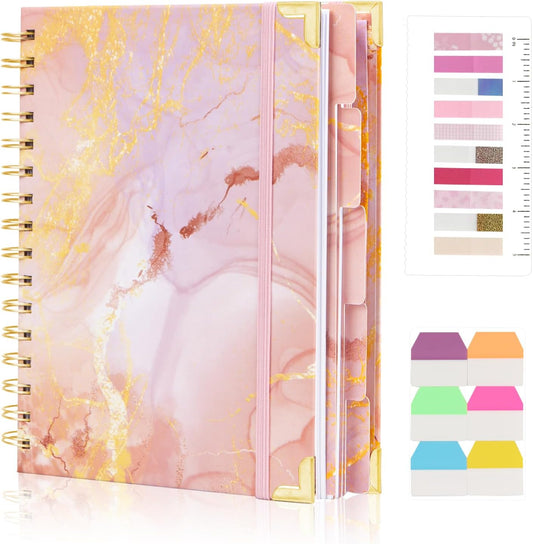 Kutoda Pink Marble A4 Spiral Notebook - 300 Pages for Organized Writing
