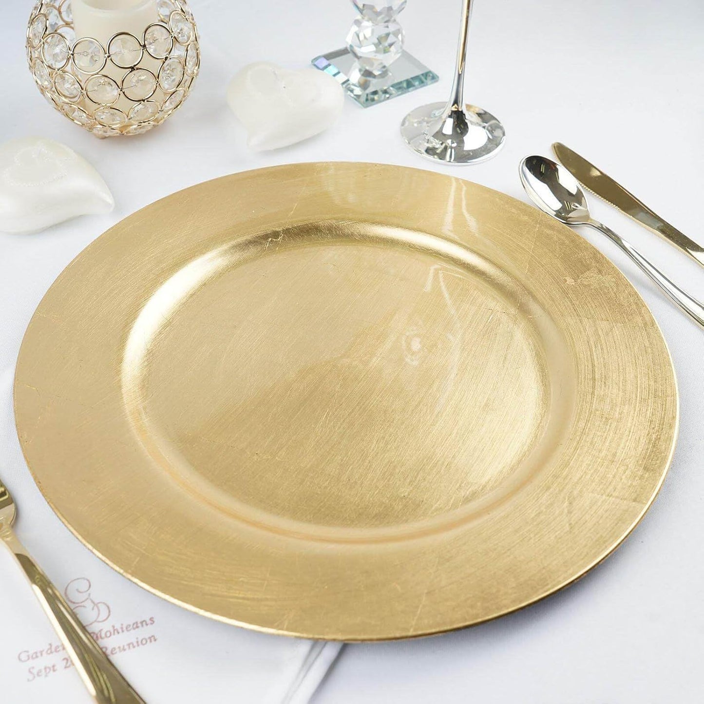 12 Gold Acrylic Charger Plates - Chic & Disposable for Events