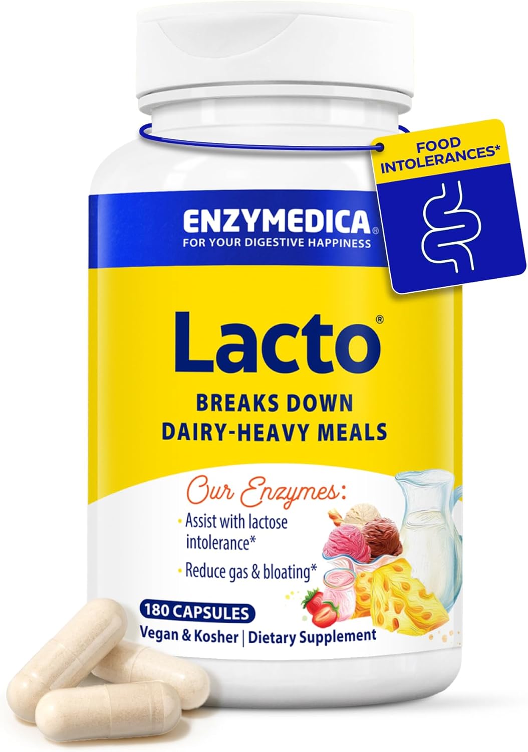 Enzymedica Lacto Advanced Lactase Pills for Dairy Support