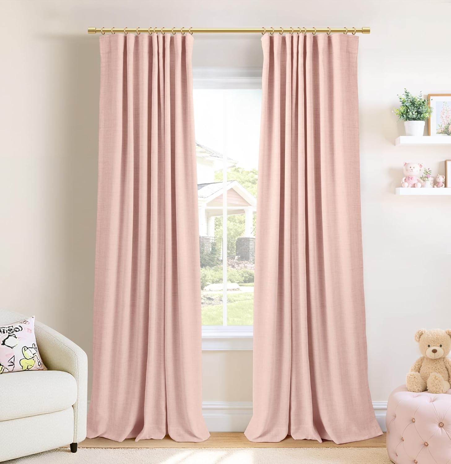100% Blackout Curtains for Bedroom & Living Room - Blush Pink