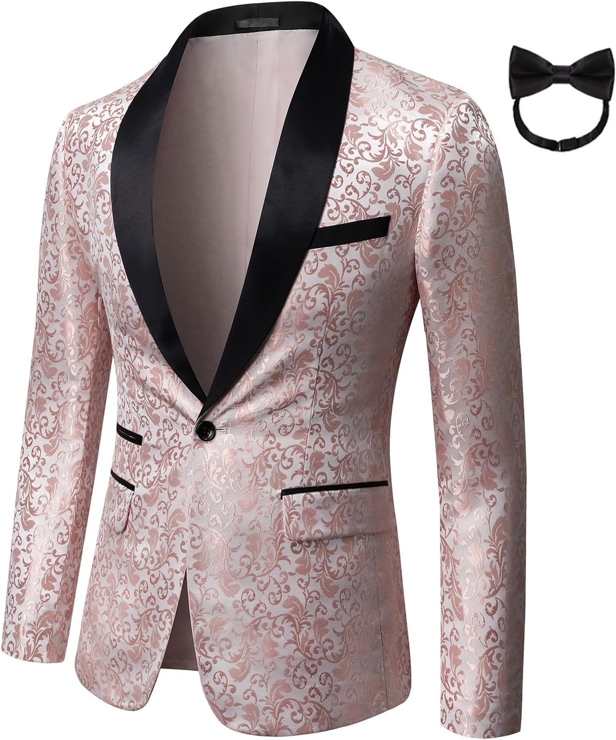 Men Black Tuxedo Floral Suit for Prom Wedding Party Dress