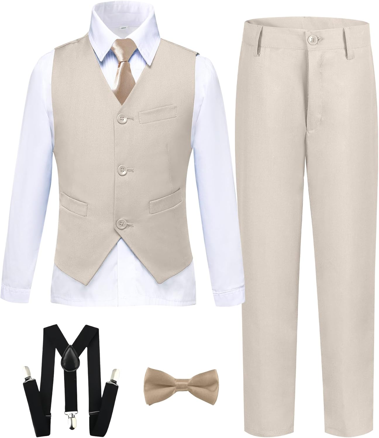 Boy's Formal Suit 7 Piece Slim Fit Tuxedo for Kids Events