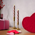 Luminara Flameless Taper Candles Candy Cane Red - Pack of 2