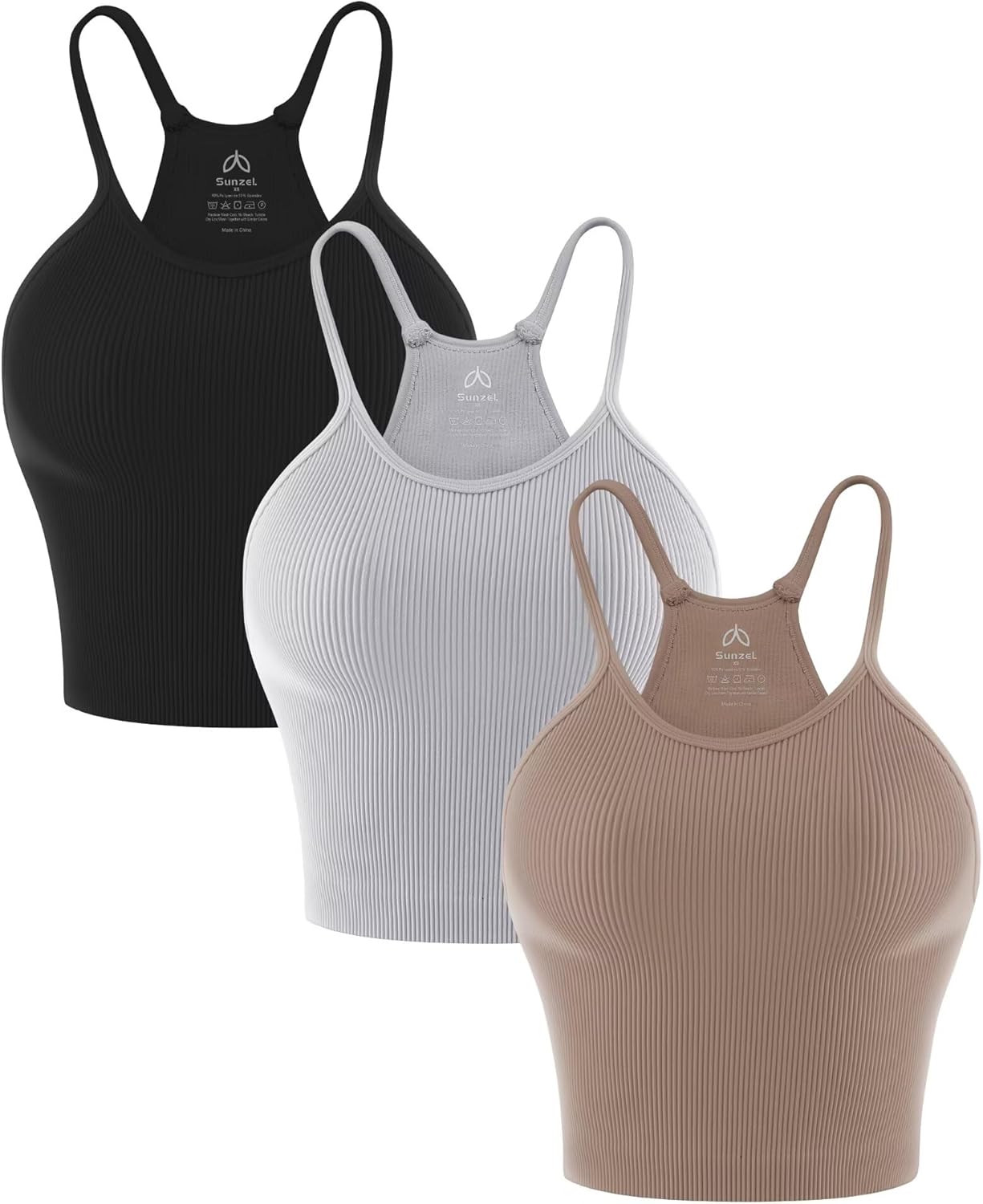 Sunzel Free to Be Tank - Seamless Ribbed Crop Top for Yoga