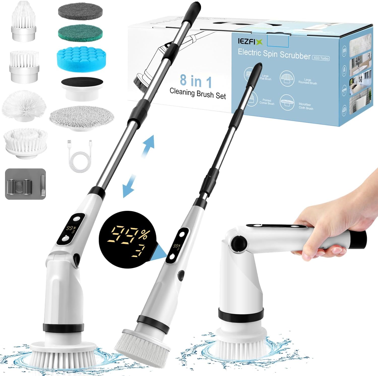 IEZFIX Electric Spin Scrubber for Effortless Home Cleaning