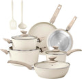 Nonstick Granite Pots and Pans Set 12-Piece - Cream White
