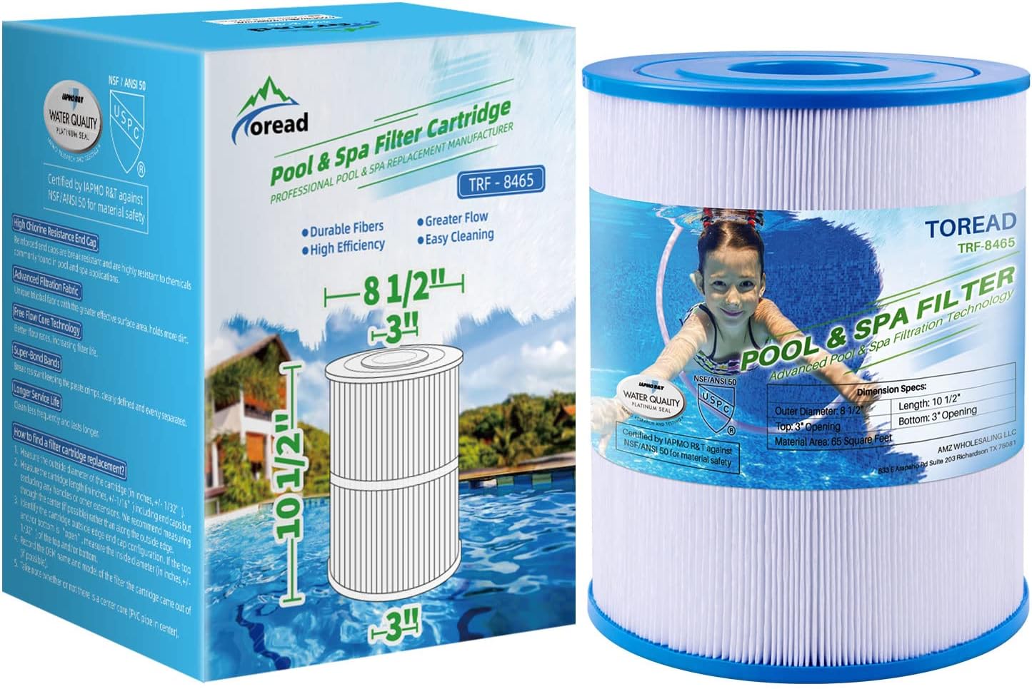 TOREAD NSF-50 Certified Watkins Replacement Spa Filter for Hot Tubs