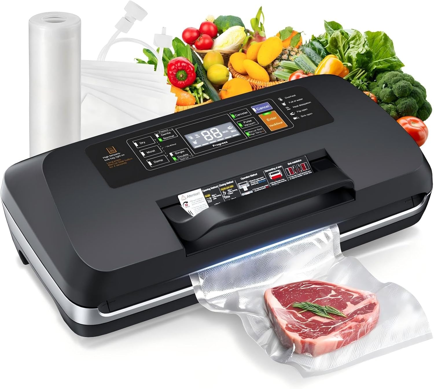 95kpa Vacuum Sealer Machine with Double Heat Seal for Freshness
