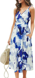 Women's Summer Spaghetti Strap V-Neck Floral Short Party Dress