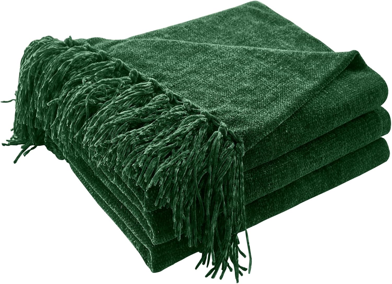 CozeCube Chenille Throw Blanket for Couch - Cozy Plush Green