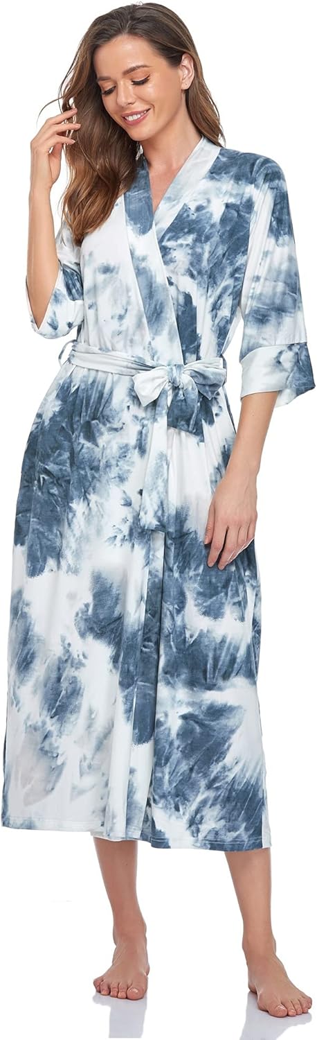 Women's Soft Long Bath Robes Full Length Kimonos Sleepwear