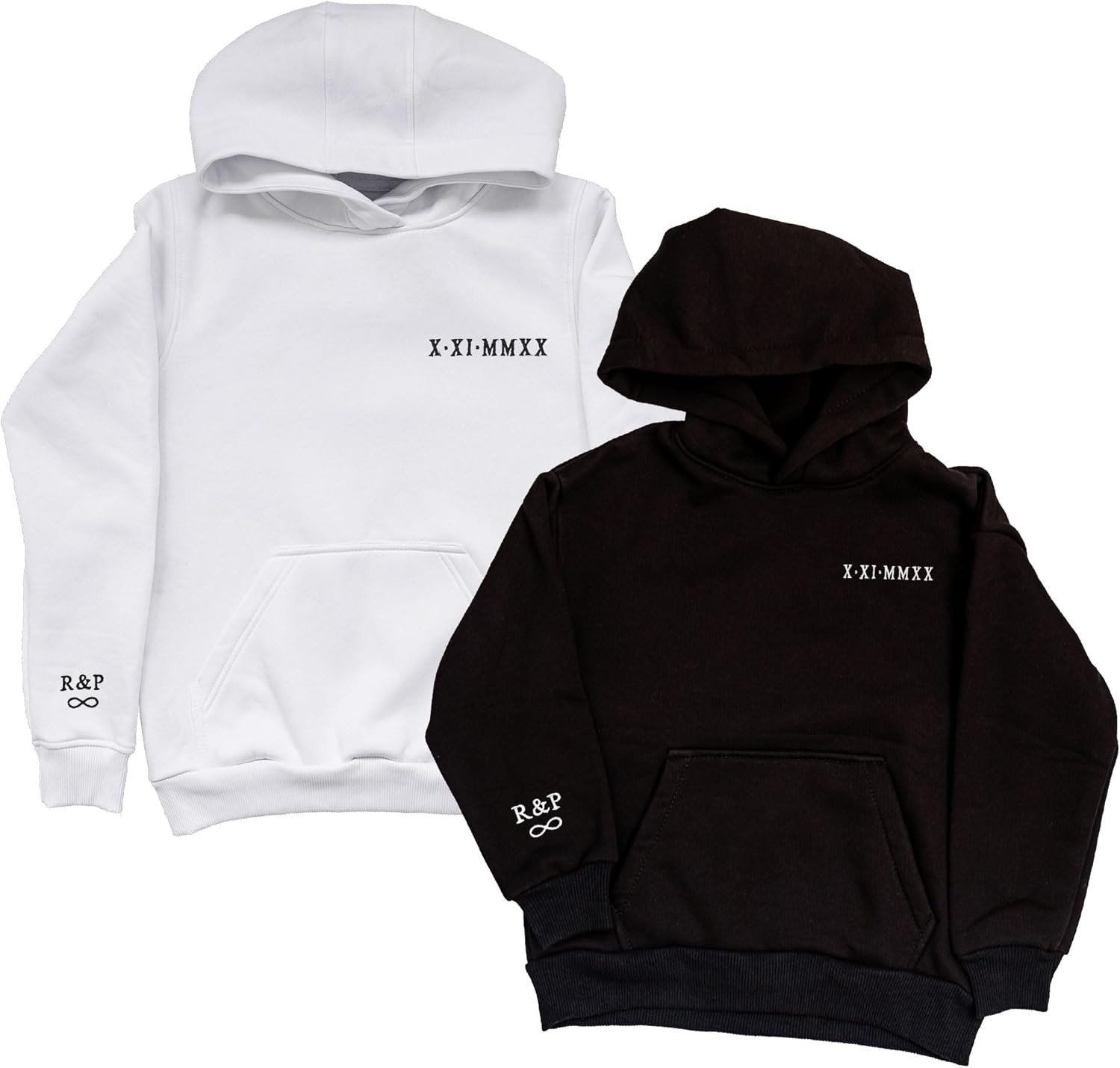 Personalized Roman Numeral Hoodies - Sumptuous His & Hers Matching Sets