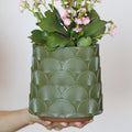 Pearl Sage Green Scale Planter - Cute Handpainted Succulent Pot