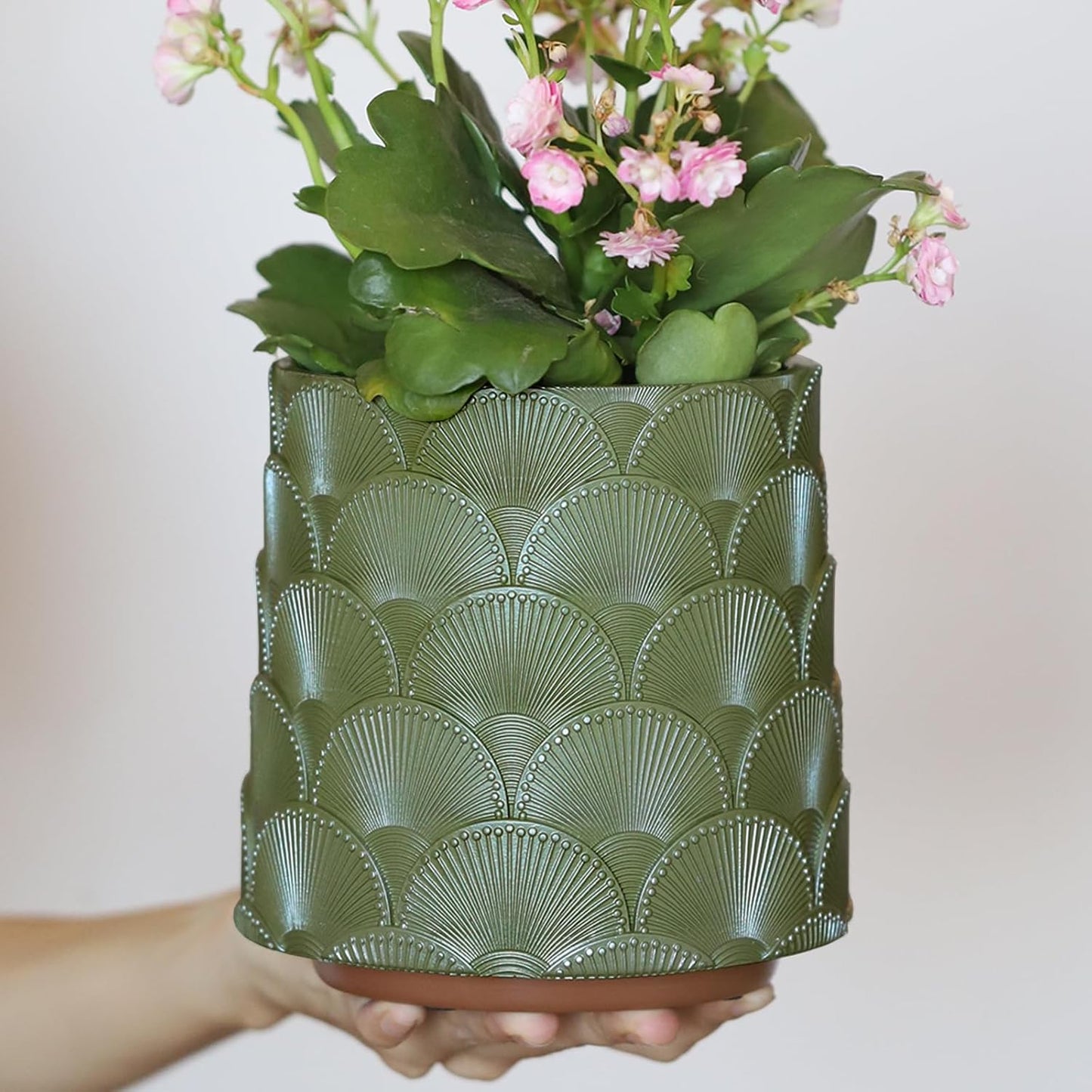 GUGUGO Pearl Sage Green Scale Planter for Unique Gardening