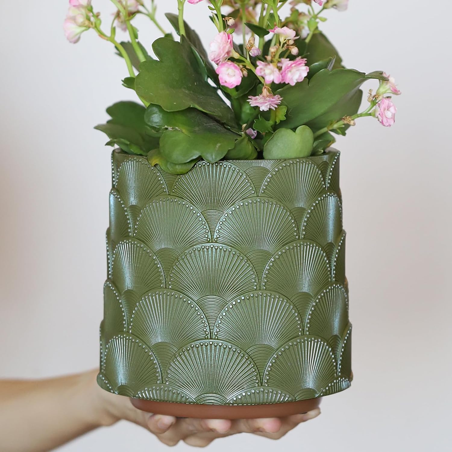 GUGUGO Pearl Sage Green Scale Planter for Unique Gardening